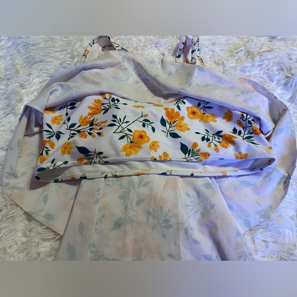 Marinavida Women’s XL Yellow Floral Tankini Top & Yellow Bottom - Picture 4 of 14